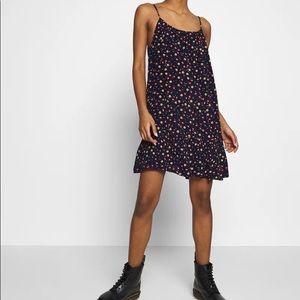 Rosette Short Navy Floral Tiered Beach Dress